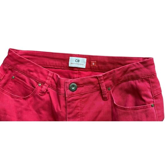 Christopher Blue Red Denim Jeans Pants Size 6 Faded Flaw Casual Designer READ - Picture 5 of 10